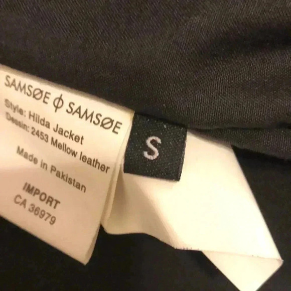 Samsoe & Samsoe leather jacket.  Zippered front with two side zippered pockets. - Picture 14 of 15